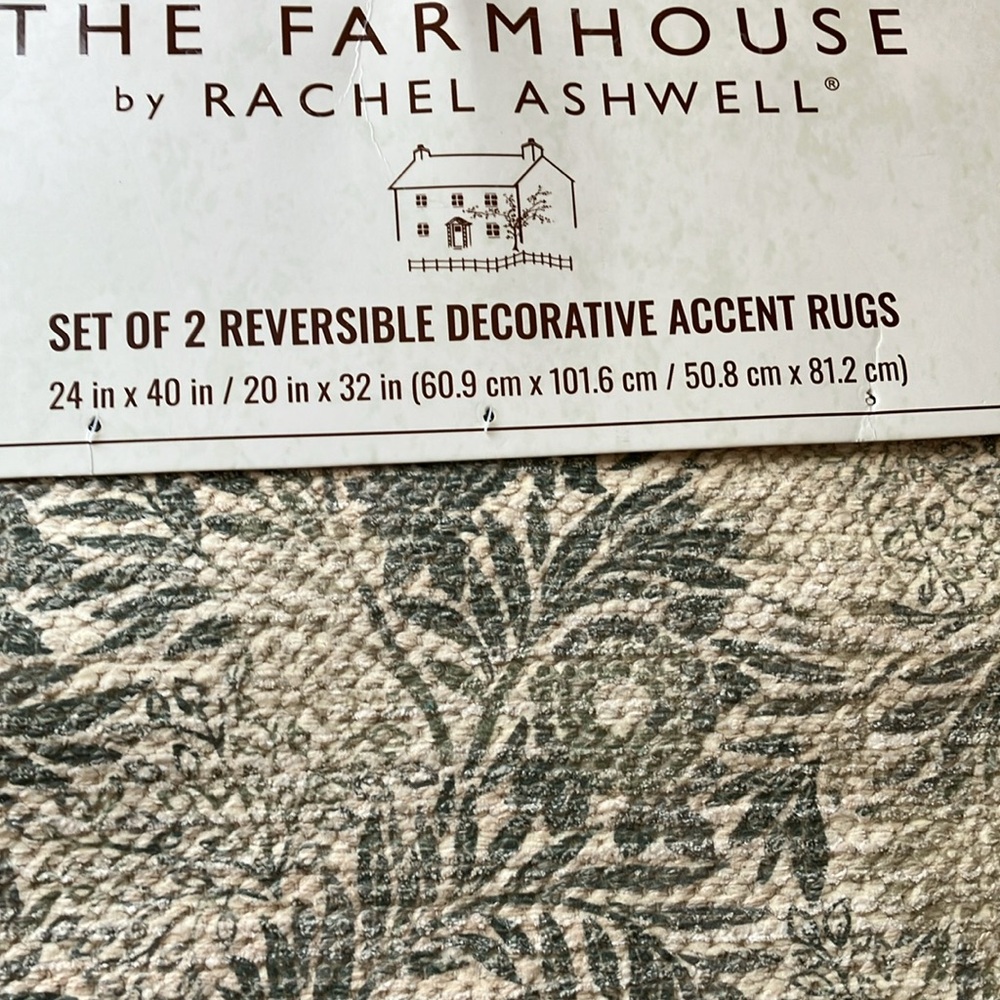 The Farmhouse by Rachel Ashwell Set of 2 Reversible Decorative Accent Rugs (NWT) - Picture 2 of 12